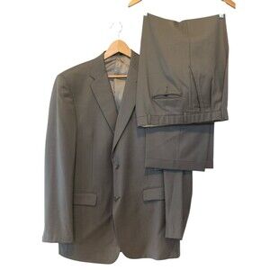Hart Schaffner Marx 2-Pc Suit Mens 44L Brown USA by Dillard's Wool Small Flaw